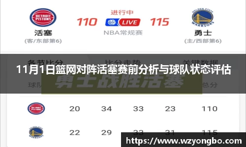 11月1日篮网对阵活塞赛前分析与球队状态评估